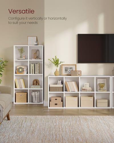 VASAGLE Bookcase Cube Shelf with 8 Compartments, 9.4 x 25.8 x 51 Inches | Bookshelf storage shelf, Cloud White, CUSTOS Collection, ULBC424W01 - color: Cloud White, size: 8 Cubes (9.4"D x 51"H), style: 1 Pack