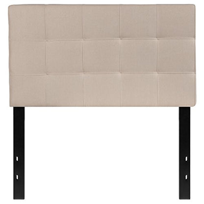 EMMA + OLIVER Size Headboard in Beige Twin Quilted Tufted Headboard | Adjustable Bed Rail Slots, Fabric Upholstered - color: Beige, size: Twin