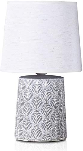 BRUBAKER 2-Pack Classical Table or Bedside Lamps - White - Ceramic Base in Floral Design - 13 Inches