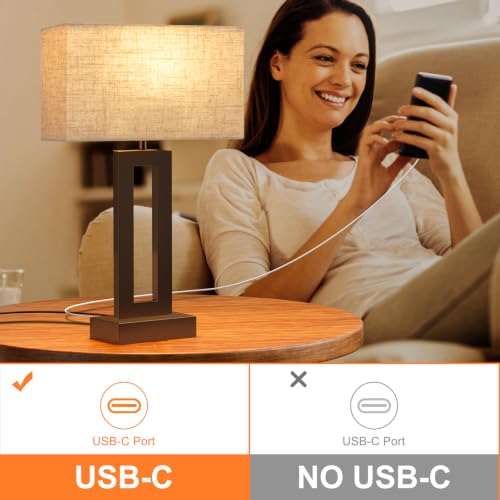 Seealle Bedroom Lamps for Night Stands - Touch Control, 3 Way Dimmable, USB C+A Charging, LED Bulbs, Easy Assembly(Yellow&Coffee) - color: R. Yellow&Coffee, size: Medium(19.6in)