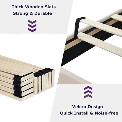 VECELO Full Size Bed Frame, Adjustable Upholstered Button Tufted Headboard, Heavy-Duty Bedframe with Wood Slats Support, No Box Spring Needed, Beige - color: Beige, size: Full, style: Bed Frame
