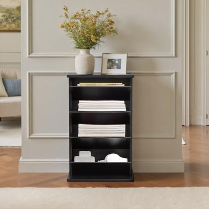 Narrow Side Table with Charging Station Slim End Table with Magazine Book Holder Organizer Rack & Storage Bag, Small Space Skinny Thin Nightstand Couch Sofa Bed Side Table for Bedroom, Living Room