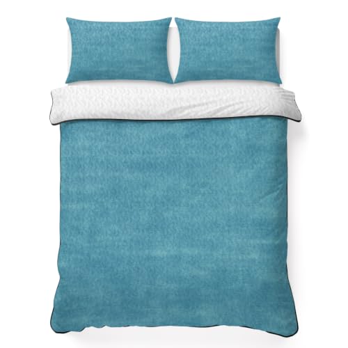 Minimalist Teal Blue 3 Piece Quilt Set Twin Size, Vintage Art Distressed Pattern Farmhouse Soft Bedspread Coverlet Bedding Set Microfiber Lightweight Comforter Set with 2 Pillowcases for Bedroom - size: Twin
