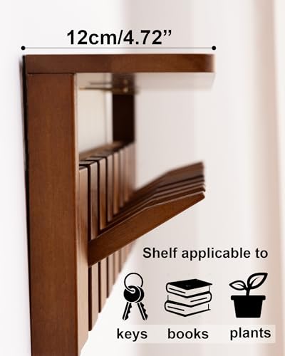 Wooden Coat Rack Wall Mount with Shelf, Heavy Duty Entryway Organizer with 6 Hooks,Coat Hooks Hanger for Coats, Hats, Bags & Towels, Walnut Wall Hanger for Hallway, Bedroom, Kitchen (6 Hooks) - size: 6 Hooks