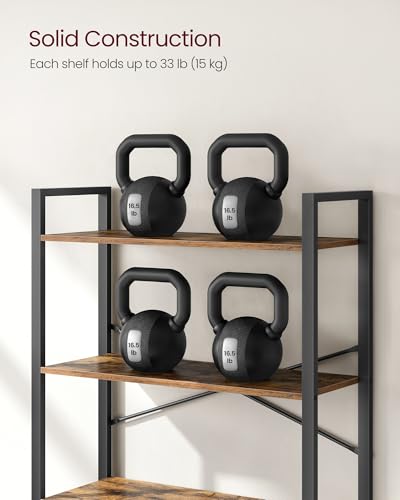 VASAGLE 6-Tier Bookshelf with Steel Frame, 31.5 x 11.8 x 72.6 Inches | Book Shelf, Modern Basic, Living Room, Home Office, Study, Rustic Brown and Matte Black, BARNET Collection ULLS082B01 - color: Rustic Brown + Ink Black, size: 6 Tiers (11.8"D x 31.5"W)