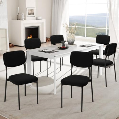 Einhomn Upholstered Dining Chairs Set, Modern Stackable Dining Room Chairs with Soft Velvet Backrest, Kitchen Chairs with Sturdy Metal Legs for Living Room, Restaurant, Set of 2,Black - color: Black