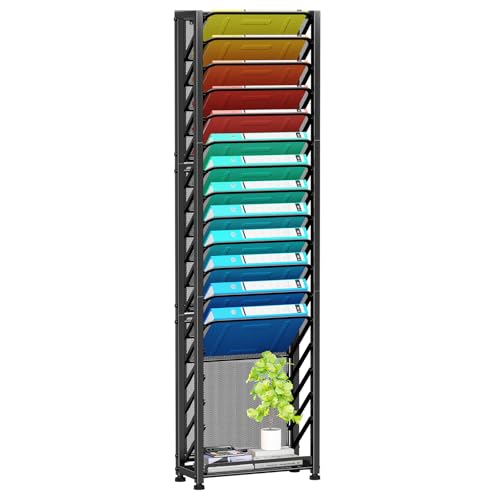 Simple Trending Wall File Organizer, 18-Tier Mesh Hanging Paper Document Folder Holder, Desktop Metal Files Storage Rack for Office and Home, Black