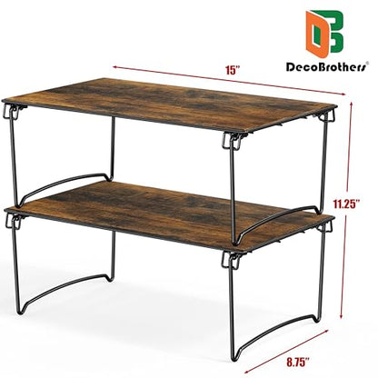 Deco Brothers Stackable Cabinet Shelf, 2 Pack, Rustic Brown - color: Rustic Brown