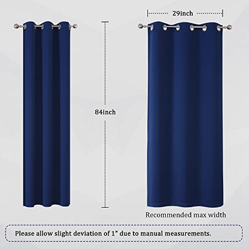Navy Blue Room Darkening Blackout Curtains for Bedroom - 34 x 84 Inch Length Grommet Thermal Insulated Curtains(Navy, 34" Wide by 84" Long, 2 Panels) - color: Navy Blue, size: 34"W x 84"L (Pack of 2)