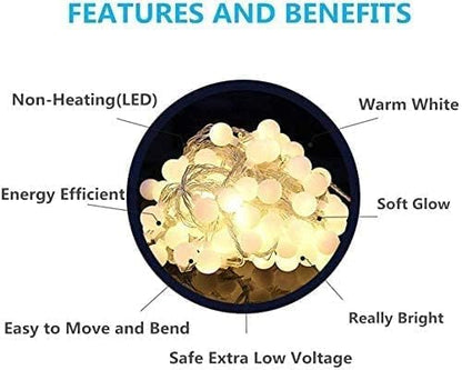 RaThun Globe String Lights Plug in 116 Ft. 200 LED 8 Modes with Remote,Waterproof Fairy String Lights for Indoor Outdoor Bedroom Party Wedding Garden Christmas Tree Decor,Warm White | 200 LED Fairy Lights with Timer, 8 Modes, 16ft Extended Lead, Plug in f