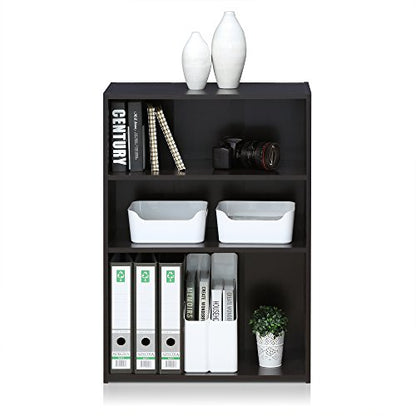 Furinno WRIGHT Book Shelf, 3-Tier Modern Bookshelf, Bookcase with Closed Back, 11.6" x 24.5" x 35.3", for Living Room, Bedroom, Home Office, Cinnamon Cherry - color: Black Espresso, size: 3-Tier
