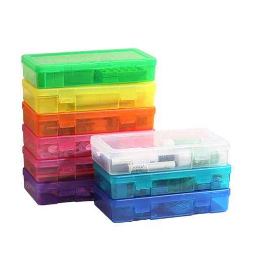 9 Pack Plastic Hobby Art Craft Organizer (Medium) | Transparent View,Stackable,Clear,Space-Saving,Durable,See Through,Plastic,Dust Protection,Colorful - size: Medium&Color-9 Pack