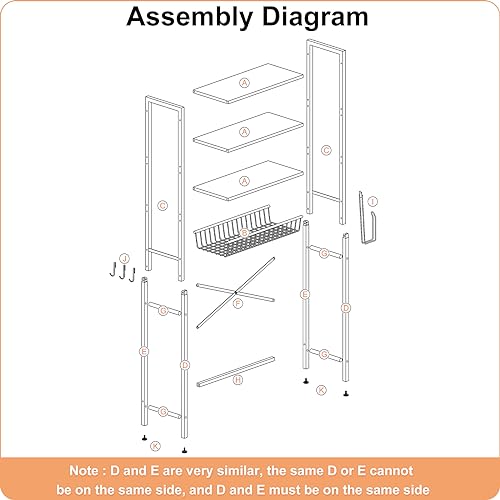 Kalrin Over-The-Toilet Storage Rack, 4-Tier Bathroom Organizer Shelf Over Toilet with Adjustable Shelf and Basket, Freestanding Space Saver Bathroom Shelves Above Toilet for Room (Pure White) - color: Pure White