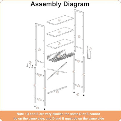 Kalrin Over-The-Toilet Storage Rack, 4-Tier Bathroom Organizer Shelf Over Toilet with Adjustable Shelf and Basket, Freestanding Space Saver Bathroom Shelves Above Toilet for Room (Pure Gray) - color: Pure Gray