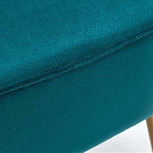 Container Furniture Direct Modern Velvet Accent Chair for Living Room, Bedroom, or Entryway, Stylish and Comfortable Armless Design with Metal Legs, Greynish Blue - color: Greynish Blue