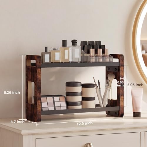 Bathroom Counter Organizer, Vanity Organizer, Perfume Organizer | Bathroom Organizers and Storage, Bathroom Sink Shelf, Countertop Organizer, Makeup Organizer, Cologne Stand - color: Brown 2 Tier