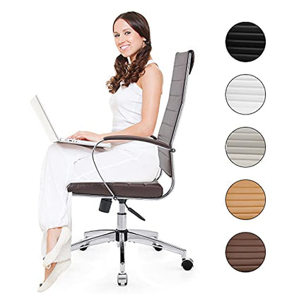 lux Modern Desk Chairs with Wheels and arms Ergo Chairs high Back Chair Computer Leather Modern Chair Leather Office Executive Chair (4020-brown) - color: 4020-brown