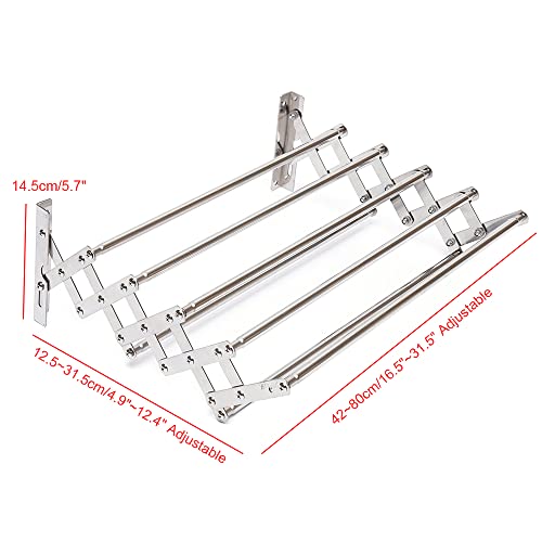 32in Wall Mounted Laundry Drying Rack 88lbs Capacity Foldable Wall Mount Laundry Rack Folding Indoor Clothes Hanger Rack, Retractable Clothes Rack 7 Rods White