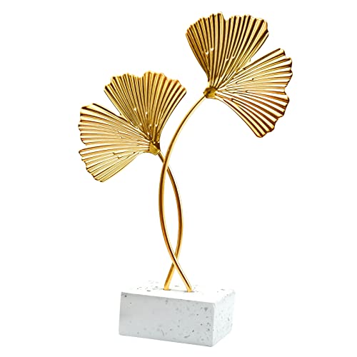 Metal Ginkgo Leaf Ornaments, Gold Ginkgo Leaf Desktop Decoration Sculpture, Modern Creative Home Décor Accents Statue for Office, Bedroom, Bookshelf