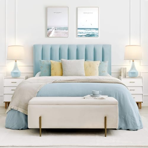 18" Table Lamp Set of 2, Ceramic Lamp Classic Beside Lamps Nightstand Lamp Modern Cute Lamp for Living Room, Bedroom & Office Rocker Switch Sky Blue-LED Bulbs Included - color: 18.63" Blue