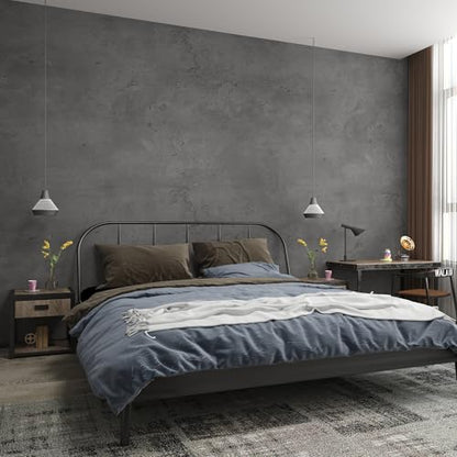 3yecao 24"×354" Wide Thick Dark Grey Black Concrete Wallpaper Peel and Stick 3D Faux Darker Gray Concrete Cement Contact Paper Stained Vinyl Wrap Matte Wall Sticker for Walls Bedroom Basement Bathroom - color: Dark Gray, size: 24" x 354"
