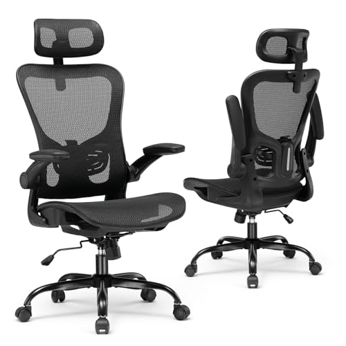 GTPLAYER Office Chair, Home Ergonomic Desk Chair with High Back Mesh, Mesh Office Computer Desk Chairs with Adjustable Lumbar Support, Rolling Work Swivel Task Chairs with 3D Armrests and Headrest - color: Black