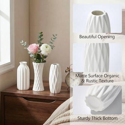 BEAHOT Ceramic Bud Vases Set of 16 - Matte White Mini Ceramic Bud Vases Collection: Non-Repeating Modern Boho Centerpiece - Small Unglazed Jars for for Weddings, Home, Shelf Decor - size: 16pack Unglazed White
