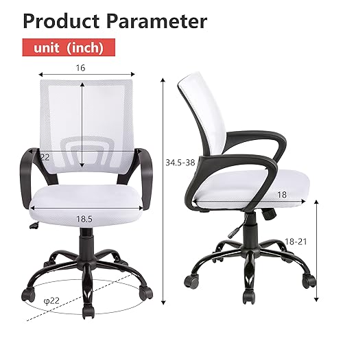 PayLessHere Office Computer Chair Ergonomic Cheap Desk Chair Adjustable Comfortable Mid Back Task Rolling Swivel with Lumbar Support for Home Office (Pack of 1, White) - color: White, style: pack of 1