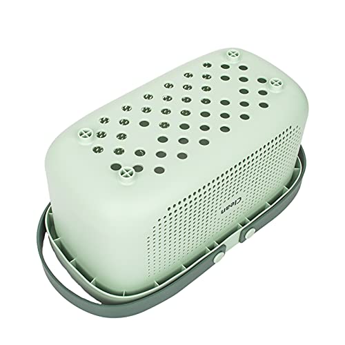 JiatuA Plastic Storage Basket with Handle Portable Shower Caddy Tote Organizer Basket Bin for Bathroom Kitchen Dorm Room Bedroom, Green | Sturdy Drainage Large Capacity Organizer Basket with Silicone Handles for Bathroom Kitchen Bedroom College Dorm Essen