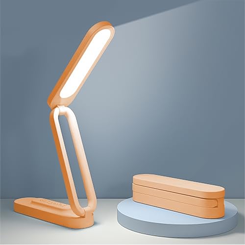 Giryuhd LED Desk Lamp for Office Home & Battery Operated Lamp Rechargeable Lamp Foldable & Portable Light, LED Desk Light Strip, 3 Brightness Dimmable Small Desk Lamp Reading Lamp (Orange) - color: Orange
