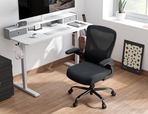 Office Chair: 330LBS Mesh Ergonomic Desk Chair Comfy with 3D Lumbar& Swivel | Ergalithic Computer Chair-Executive Task Chairs with Flip-up Arms Home Office Desk Chairs Gaming Chair for Adults(Full Black) - color: Full Black, size: Pack of 1