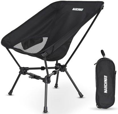 MARCHWAY Lightweight Folding Camping Chair with Spring Lock, Stable Compact Portable for Outdoor Camp, Travel, Beach, Picnic, Festival, Hiking, Backpacking (Lowback Black) - color: Lowback Black