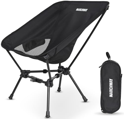 MARCHWAY Lightweight Folding Camping Chair with Spring Lock, Stable Compact Portable for Outdoor Camp, Travel, Beach, Picnic, Festival, Hiking, Backpacking (Lowback Black) - color: Lowback Black