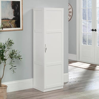 Sauder Miscellaneous Tall Storage Cabinet, Kitchen Pantry, Single Door with Adjustable Shelves, White Finish - color: White