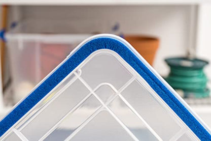 IRIS USA 2-Pack 44 Qt Storage Bins with Gasket Lids, Clear/Blue | WeatherPro seal helps protect bulky items for moving, garage, attic and basement storage - size: 44 Qt. - 2 Pack