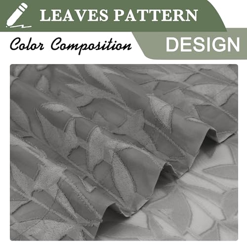 Leia Charcoal Grey Sheer Kitchen Curtains 30 Inch Length 2 Pcs, Leaf Textured Voile Classic Jacquard Tiers, Dual Rod Pocket Window Treatments for Bedroom Living Room, Each Panel 28" W x 30" L - color: Charcoal Grey, size: 28"W x 30"L (Pack of 2)