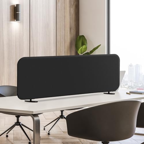 DECOLAB Desk Divider, Movable Desk Partition 48"x18", Midnight | Table Top Privacy Panel. For Home Office, Student, Classroom, Study. Free Standing. No Drill. - color: Midnight