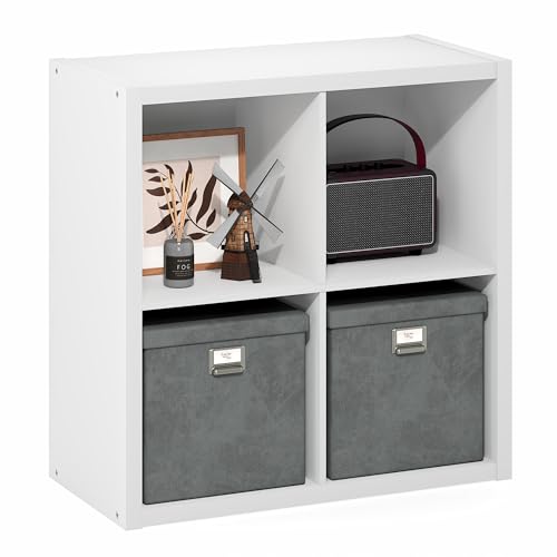 Furinno Cubic 4-Cube Closet Organizers and Storage, Closet Organizer, White | Open Shelf Closet Storage, Closed Back, Extra Thick Frame, for Wardrobe, Bedroom, Living Room - size: 4-Cube