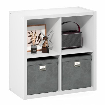 Furinno Cubic 4-Cube Closet Organizers and Storage, Closet Organizer, White | Open Shelf Closet Storage, Closed Back, Extra Thick Frame, for Wardrobe, Bedroom, Living Room - size: 4-Cube