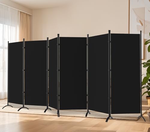 Room Divider-Folding Privacy Screens, 6 ft Partition Room Dividers Wall for Separation, Home, Office, Classroom, Studio (Black, 6 Panel) - color: Black, size: 6 Panel