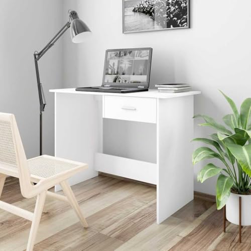 Modern Writing Desk for Home Office, Sleek Minimalist Desk with Storage Drawer and Durable Engineered Wood for Small Spaces, Bedroom Study