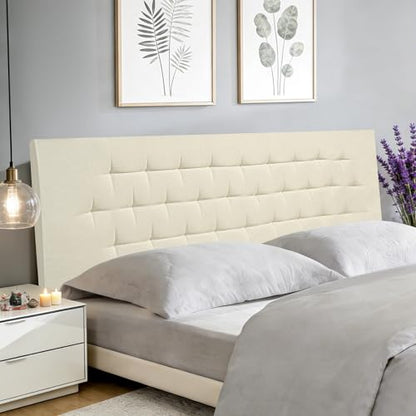 Upholstered Headboard King Size, 75" x 23" Easy No-Tools Wall Mounted Bed Headboards, Modern Linen Button Diamond Tufted Design, Beige - size: 75"x23"