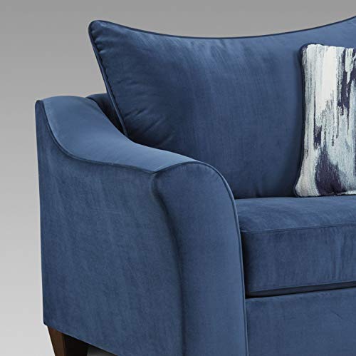 Roundhill Furniture Camero Fabric Pillowback 2-Piece Living Room Set, Navy Blue - color: Navy Blue
