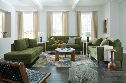 Signature Design by Ashley Bixler Loveseat Sofa, Green Small Couch | Fully assembled, 57 in W small couch, Olive green chenille upholstery, Anti-sag platform foundation - color: Green