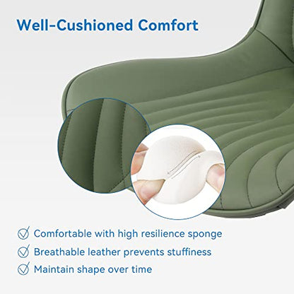 YOUNIKE Office Chair, Armless Desk Chair Computer Chair with Wheels, Modern Upholstered PU Leather Task Chair, Rolling Adjustable Swivel Home Office Desk Chair, Dark Green - color: Olive