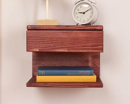 Floating Nightstand Side Accent or End Table with Storage Drawer, Wood Bedside Shelf, Handmade Floating Table (Rome) - color: Rome