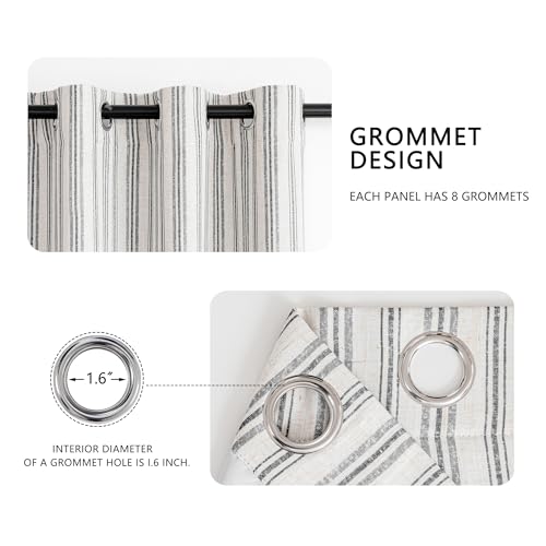 MYSKY HOME Striped Curtains 100% Blackout 63 Inches Long Black Stripe Farmhouse Rustic Linen Blended Double Layer Curtains for Bedroom Patterned Drapes, Grommet, 2 Panels, 52" Wide - color: B-black/Blackout, size: 52"W x 63"L (Pack of 2)