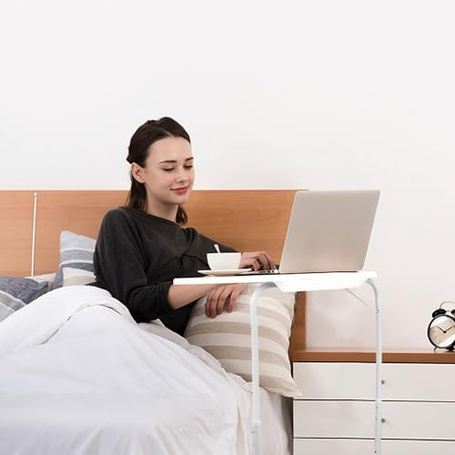 Height Adjustable Folding TV Tray Table, 6 Positions, 20x15in | 52-72cm Height Range, 3 Tilt Angles 30/60/90°, Max 10kg Load, Tool-Free Assembly, Dorm, Bedroom, Office