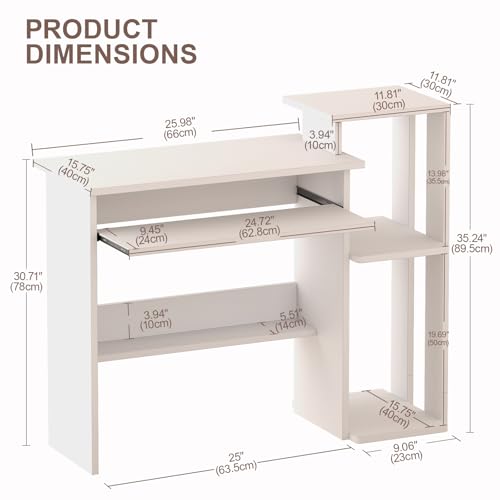 ALISENED Computer Desk with Storage Shelves, Home Office Desk with Monitor Stand, Small Writing Desk Table with Keyboard Tray,Study Table with CPU Stand for Small Spaces (35"-White) - color: 35"-white