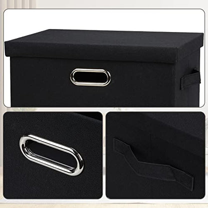 Graciadeco Medium 15" 21 Quart Collapsible Stackable Storage Bins with Lids, 5 Packs Black Foldable Fabric Closet Storage Boxes with Lids, Lidded Heavy-duty Linen Baskets(15x11x8) | 21 Quart 5 Pack Black Collapsible Stackable Linen Fabric 4 Handles Bedroo